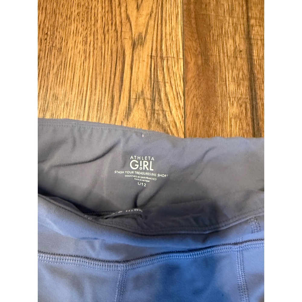 Athleta Girl Stash Your Treasures Bike Short Blue Periwinkle Size L 12 Shorts - Picture 2 of 3